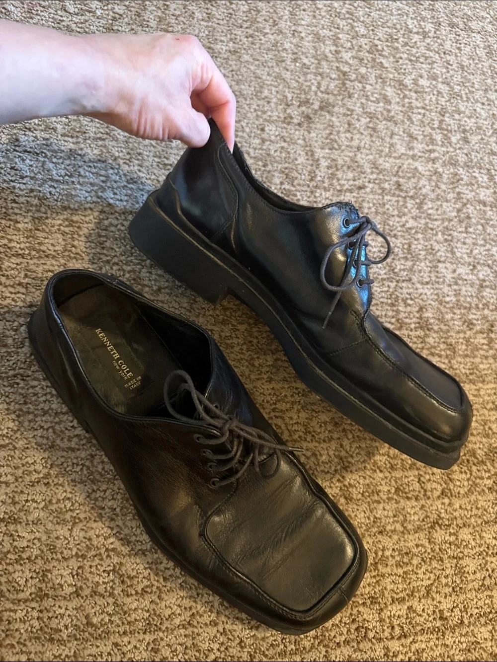 Kennth Cole Men's Black Leather Lace-Up Dress Shoes